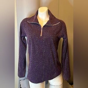 Columbia fleece jacket quarter zip purple patterened sweater Sz M